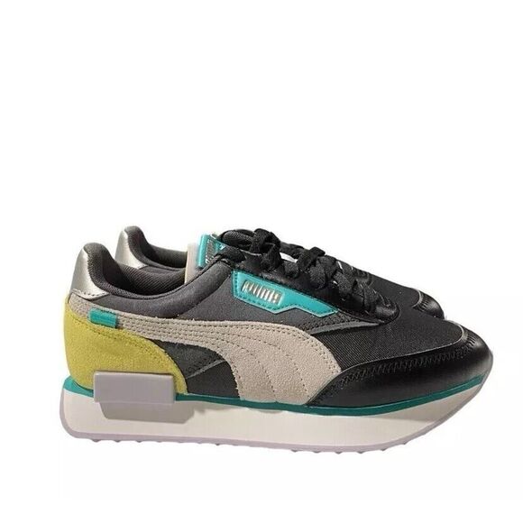 Puma Future Rider Soft Metal Womens Size 6 Running Sneakers Gray Yellow Shoes - Picture 1 of 7